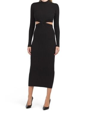 NWOT Ronny Kobo Long Sleeve Black Cutout Dress